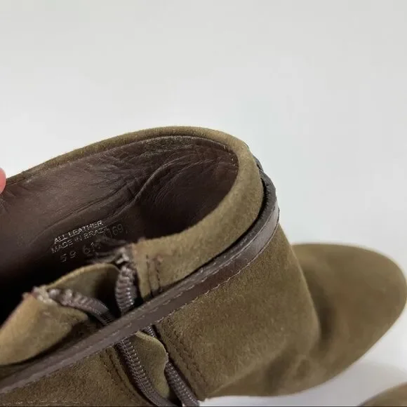 Tory Burch Patricia Mid Heel Suede Zip Up Almond Toe Bootie Ankle Boots Size 6 - Picture 12 of 16